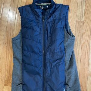 Smartwool Smartloft Vest Men's M Navy Blue Grey Full Zip Puffer Wool Quilted